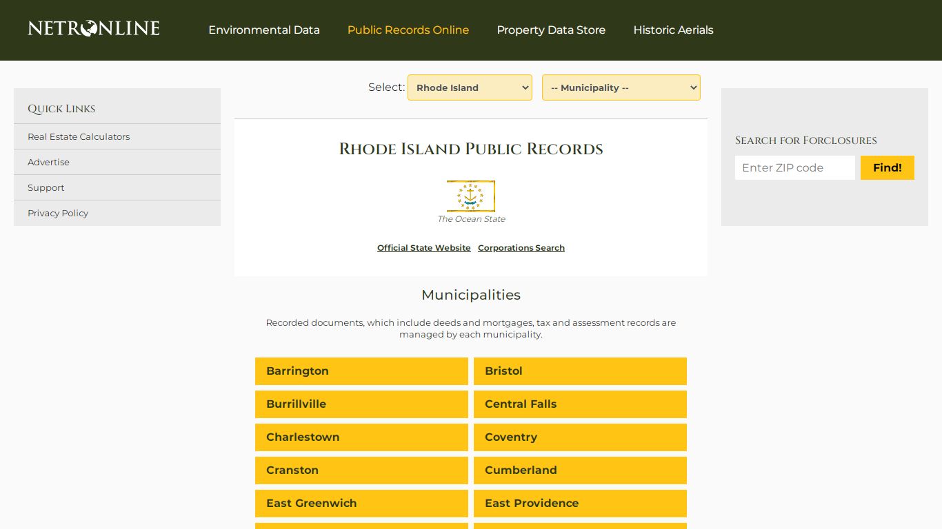 Rhode Island Public Records Online Directory - NETROnline.com